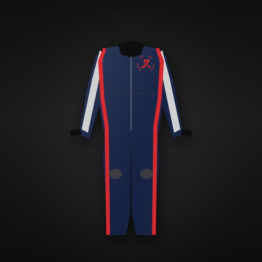 Custom Leather Racing Suit, Navy and Red