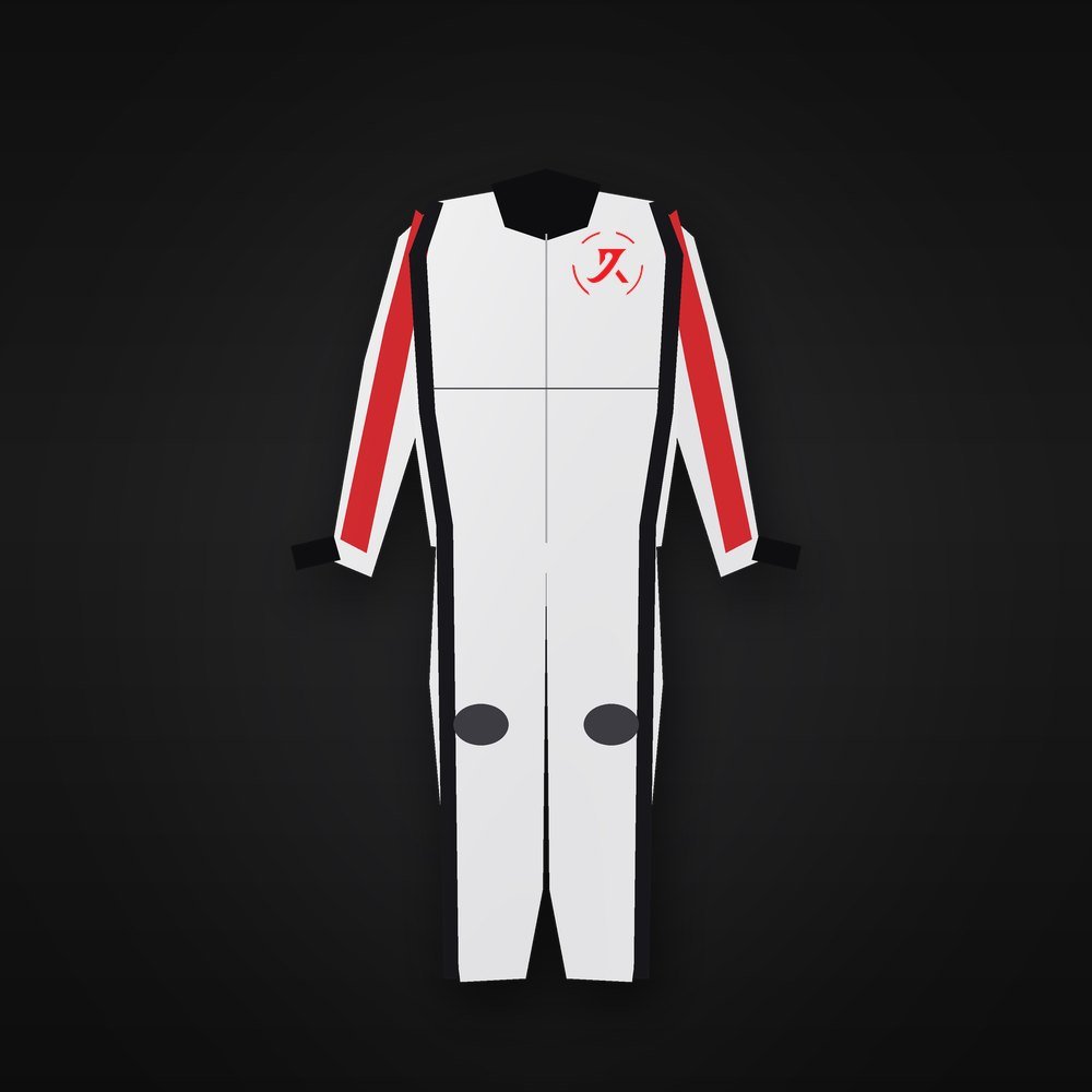 Custom Leather Racing Suit, White and Black